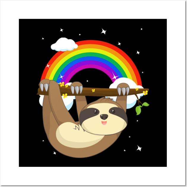 Funny Climbing Sloth LGBT Community Pride T-Shirt Wall Art by zaymen.bouragba